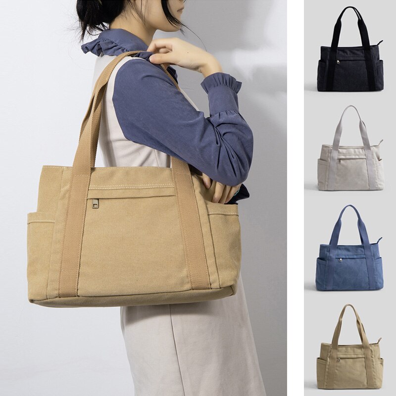 A4 Lege Vrouwelijke Schouder Canvas Tas Grote Vrouwen Canvas Tote Bag Met Rits China Mode Grote Stof Doek Tassen voor Vrouwen