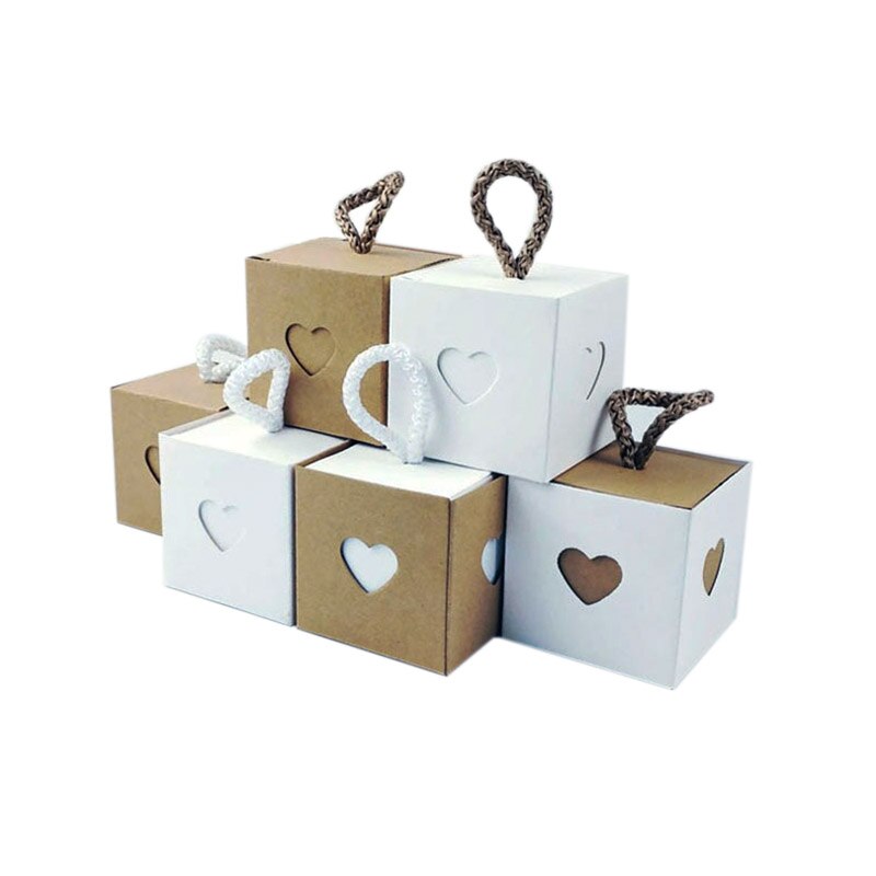 10Pcs/Bag Kraft Paper Candy Boxes Lantern Hexagon Candy Box Wedding Christmas Valentine's Party Supplies