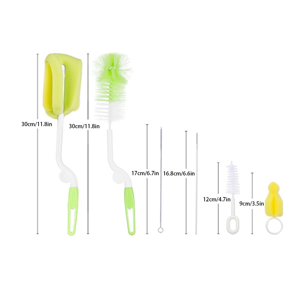 6 Teile/satz Flasche Pinsel Set Milch Flasche Schnuller Stroh Reinigung Nylon Schwamm Pinsel Kit