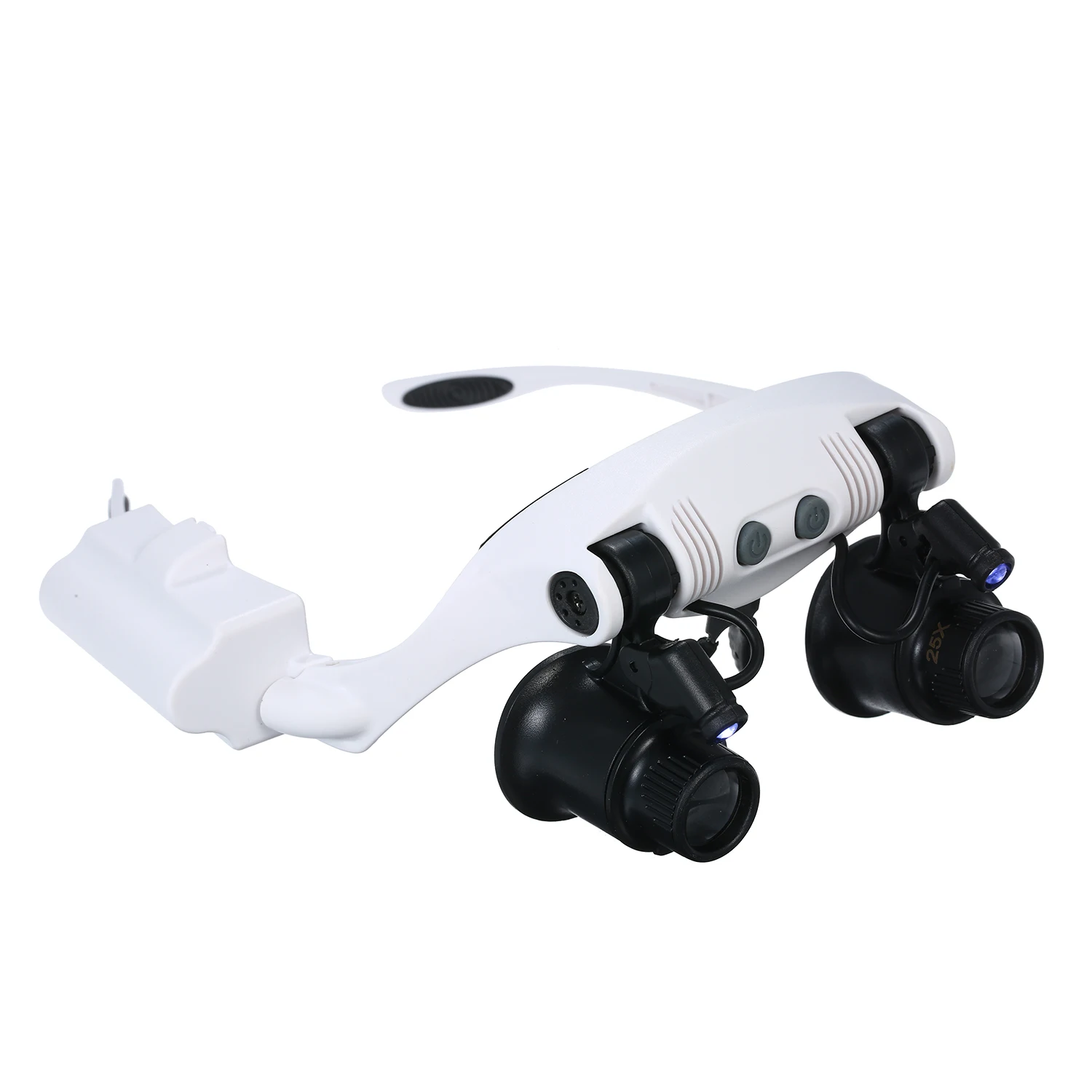 Lente d'ingrandimento per occhiali con 2 luci a LED 6 lenti sostituibili 6X 8X 10X 15X 20X 25X lente d'ingrandimento lente d'ingrandimento illuminata