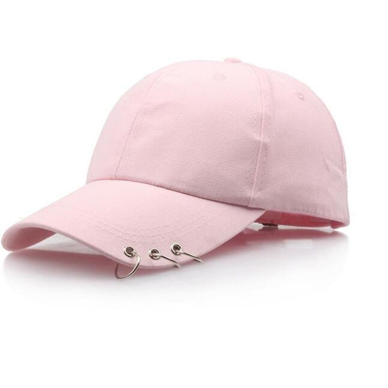 Kvinner cap gd baseball cap med ringer snapback cap menn kvinner svart rosa hvit hip hop lue danseshow hatter cap menn: Rosa