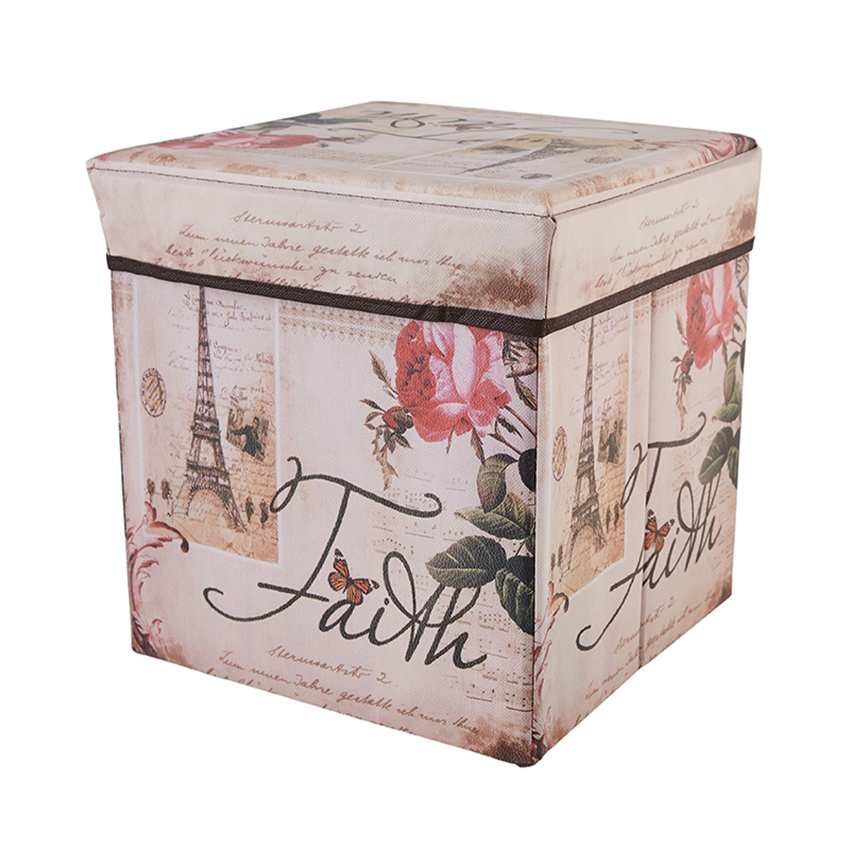 Foldable Storage Ottoman Square Cube Coffee Table Multipurpose Footrest Stool for Bedroom and Living Room Storage 30x30cm