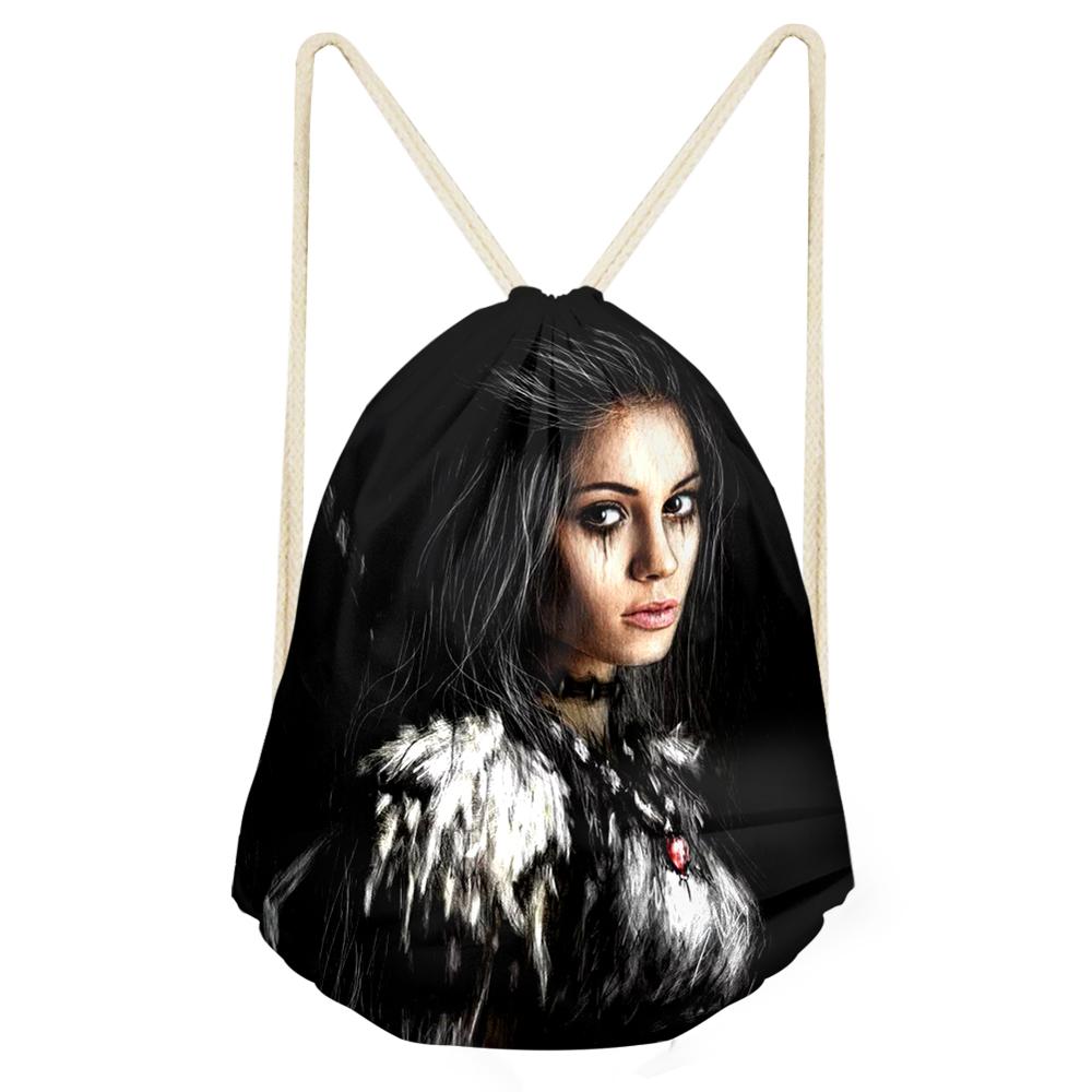 Gothic Dark Art Koord Tassen Voor Vrouwen Meisjes Trekkoord Rugzak Rugzak Black Travel Opslag Pouch Mochila Bundel Zak