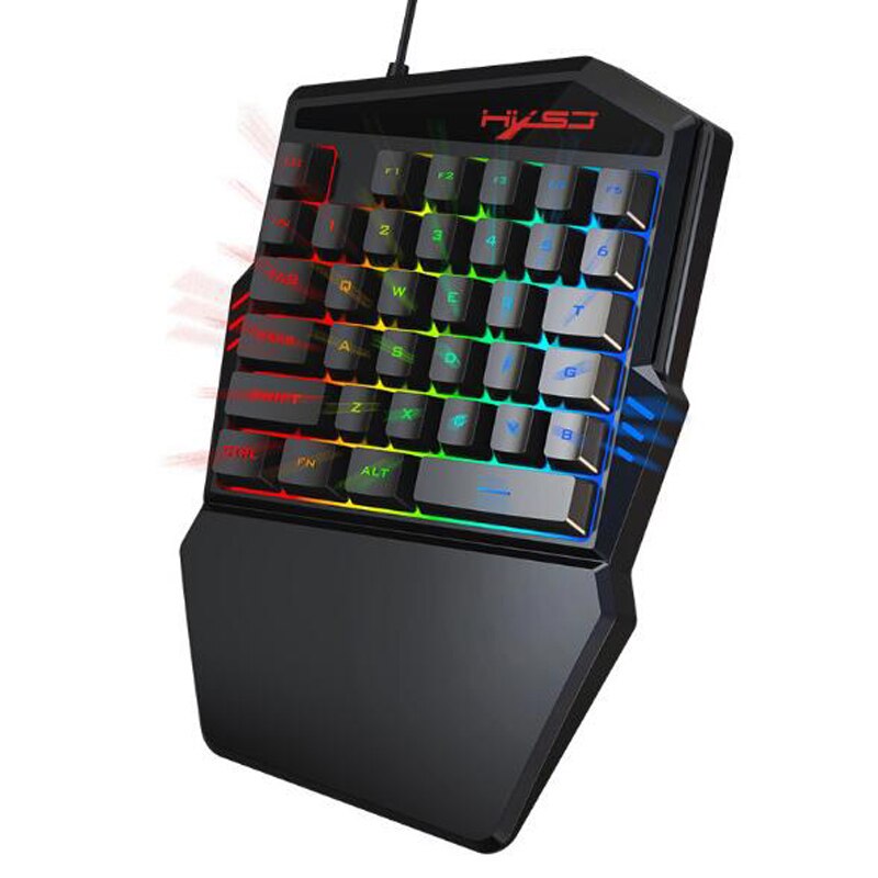 35-key film one-handed keyboard color backlight supports various games keyboard Mouse Set: Gold