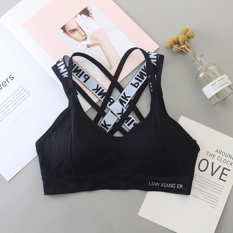 Roze Sportbeha Padded Yoga Vrouwen Modale Beha Bralette Beha Sport Bh Top Fitness Gym Running Top Bras: Black  Bra-2