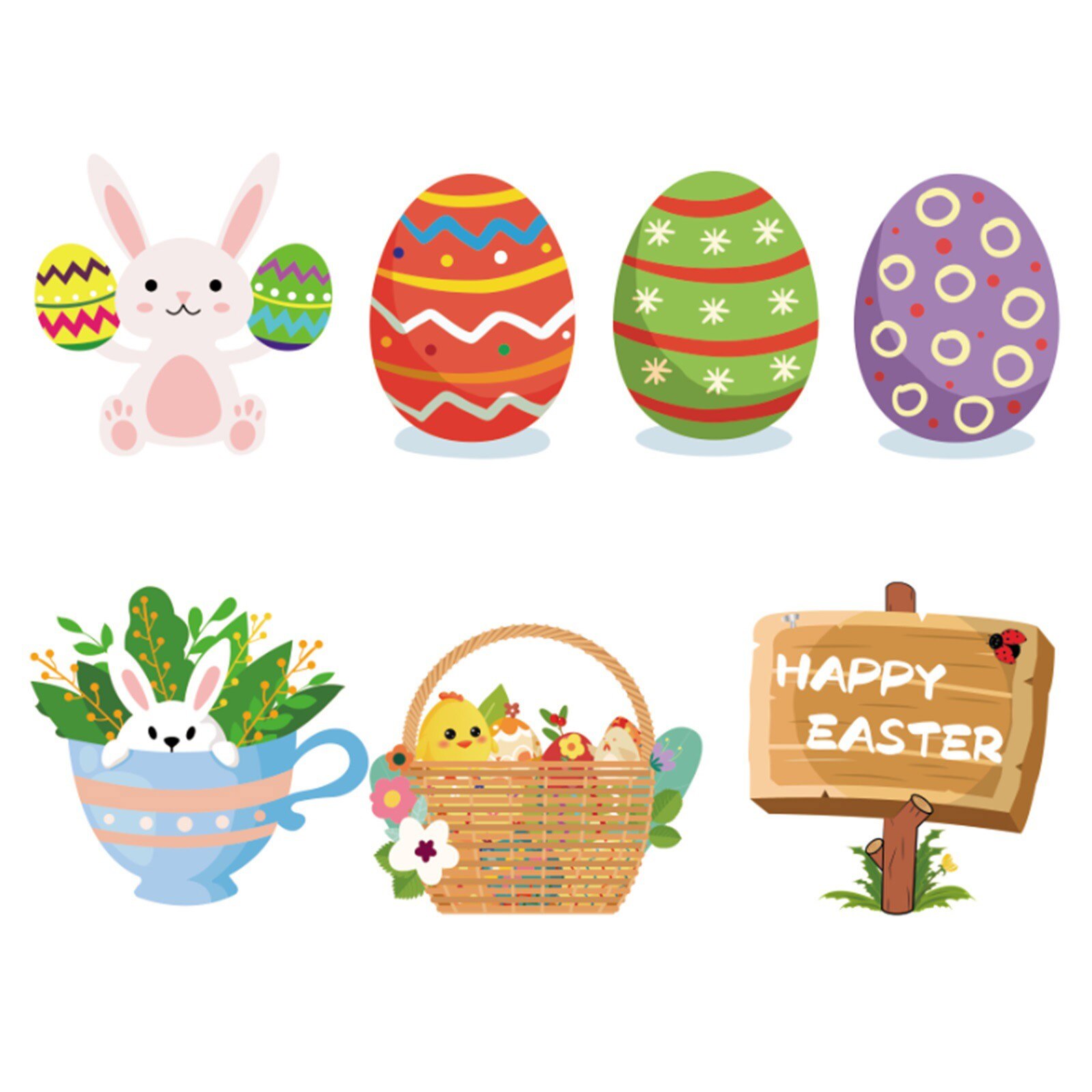 7 Pcs Easter Day Decorations Outdoor Garden Lawn Yard Sign With Stakes Happy Easter Day Garden Decoration Lawn Yard: Default Title