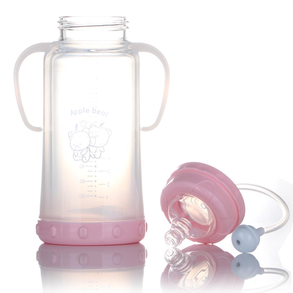 300ML bébé -né bouteilles enfants apprennent à boire avec bouchon de bouteille poignée bouteilles large bouche bouteille