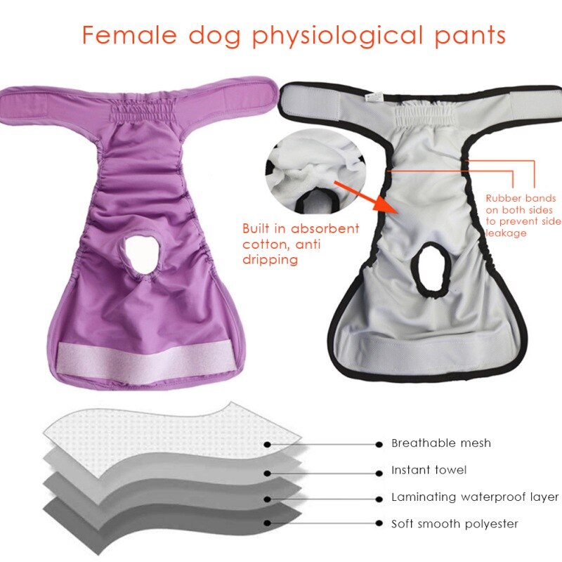 Bragas transpirables suaves para perros, pañales lavables para Fisiología, pantalones cortos para cachorros sin entrenamiento, para perros y mujeres, con suministros de calor, XS-XL
