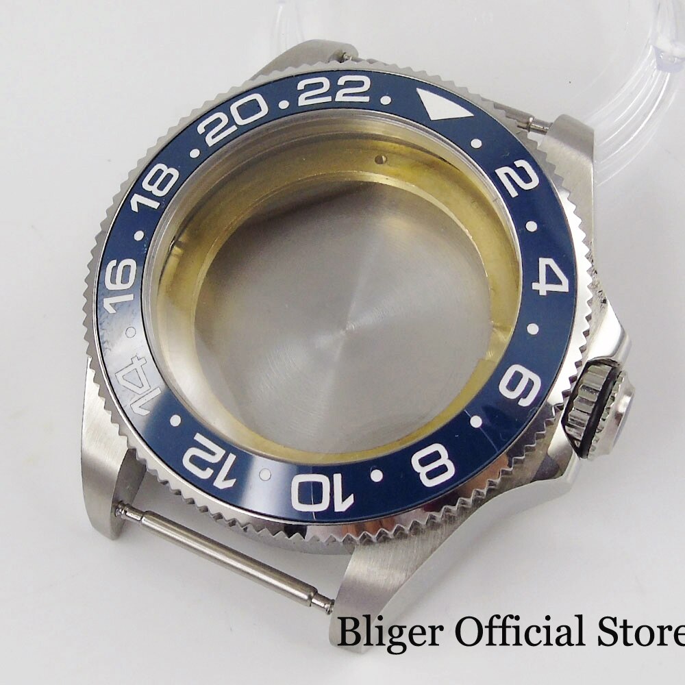 Fit NH35 Automatic Men Watch Case 43mm Sapphire Glass Solid Backcover Rotating Bezel: F