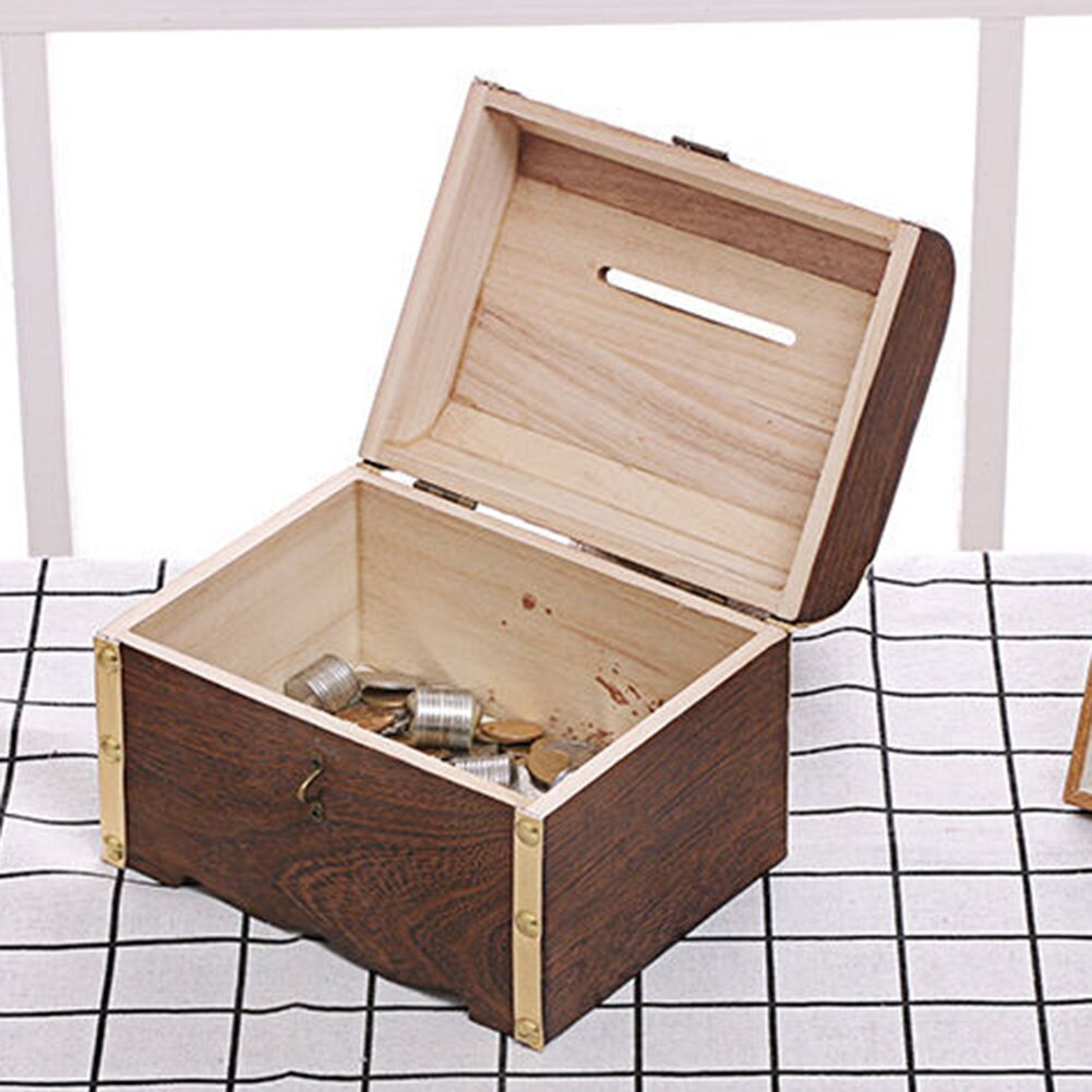 Cassa del tesoro in legno cassa del tesoro in legno Vintage ▾ cassa salvadanaio a prova di caduta con serratura