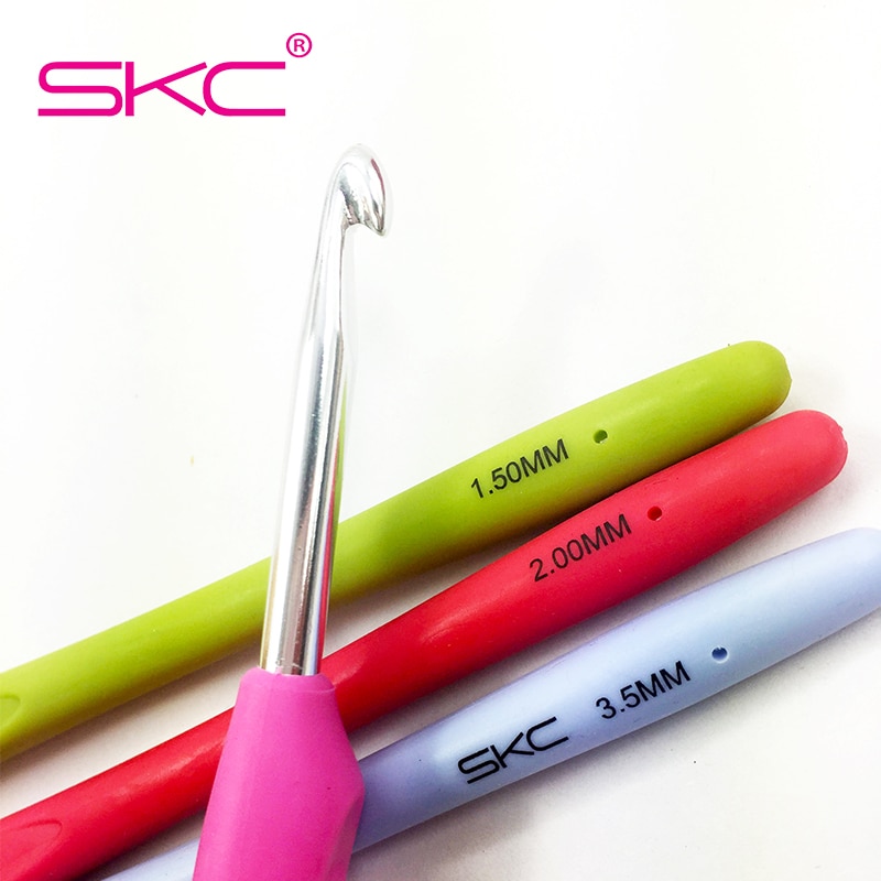 SKC 16cm TPR Handle Crochet Hook 10 Sizes Hand Knitted Sweaters Scarves Metal Colorful Aluminum Crochet Hook