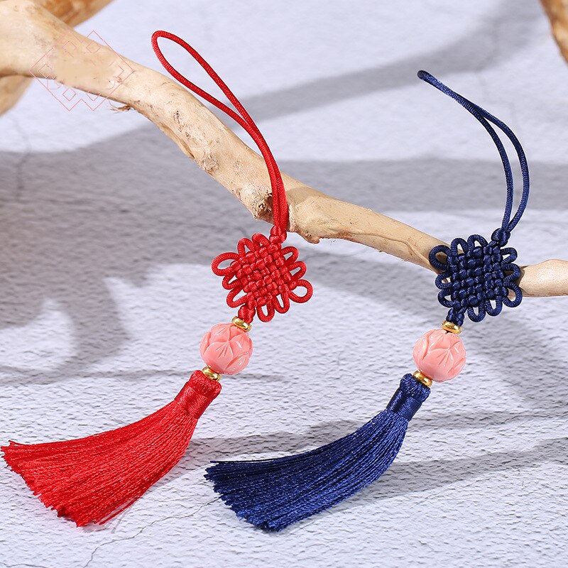 Cuentas de flor de loto de , 2 piezas, nudos chinos, borlas, joyería artesanal, bolsa de cortina, accesorios decorativos, borlas artesanales