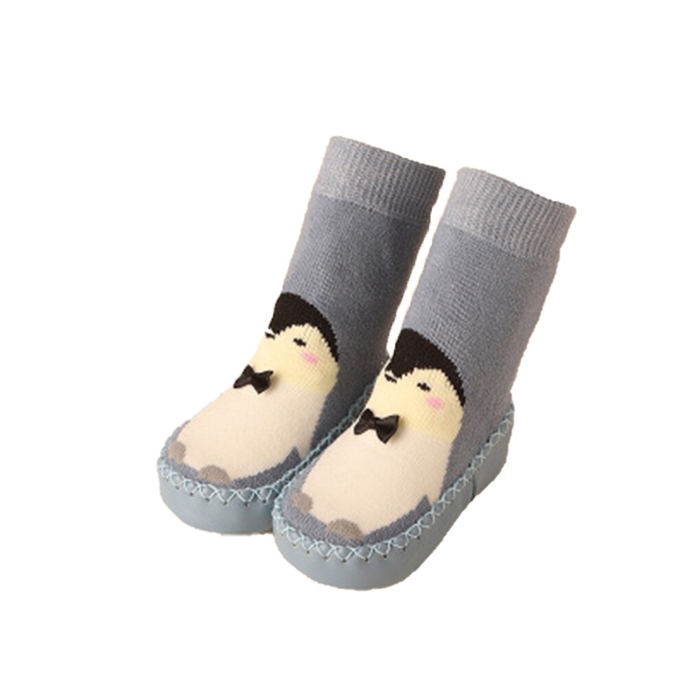 Infantile bébé fille garçon enfant en bas âge anti-dérapant pantoufles chaussettes coton anti-dérapant berceau chaussures hiver chaussettes chaudes: Bleu / L