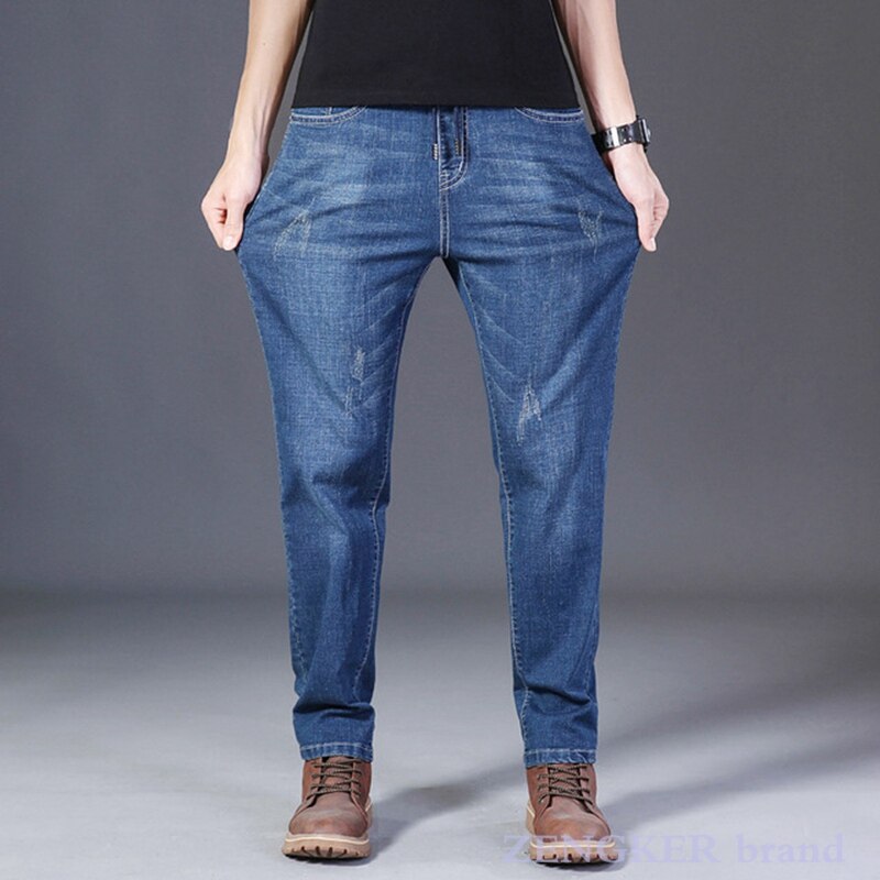 Efterårs stretchjeans #39 oversized elastisk talje løse oversized jeans 160kg 8xl 7xl 6xl denim jeans oversized herrebukser: 7xl (140-150kg)