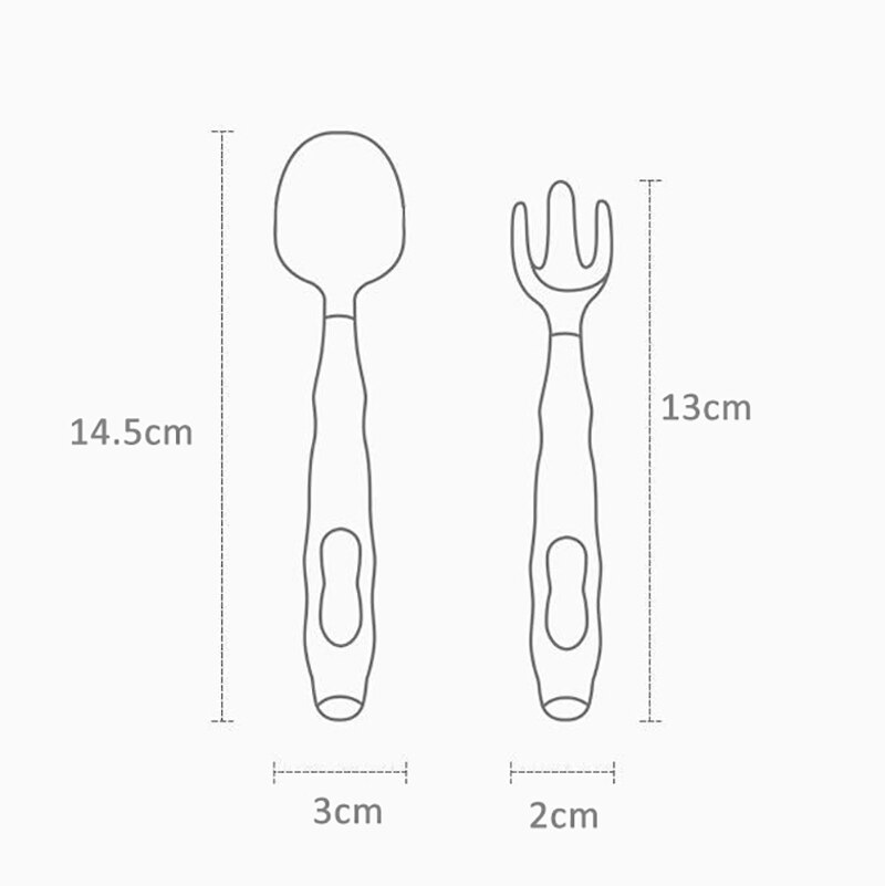 2 Teile/satz Baby Obst Gabel Löffel einstellen Nette Karikatur Baby Ausbildung Löffel Gabel Geschirr einstellen Gebogene Biegen Baby Utensil setzt