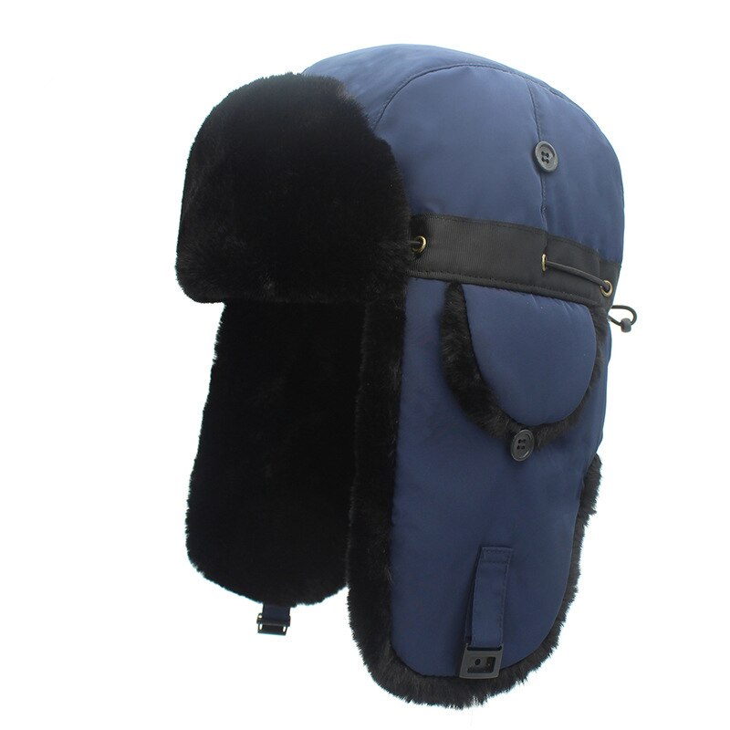 Gorros de invierno para hombre bombardero sombrero de piel rojo cálido gorra a prueba de viento mujeres grueso tartán ruso Ushanka sombrero: 2