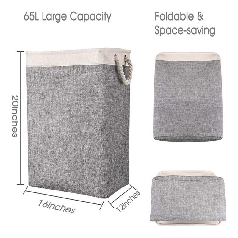 Foldable Laundry Basket Large Capacity Practical Clothes Storage Basket for Home Bathroom Bedrom 42X31X50cm WWO66