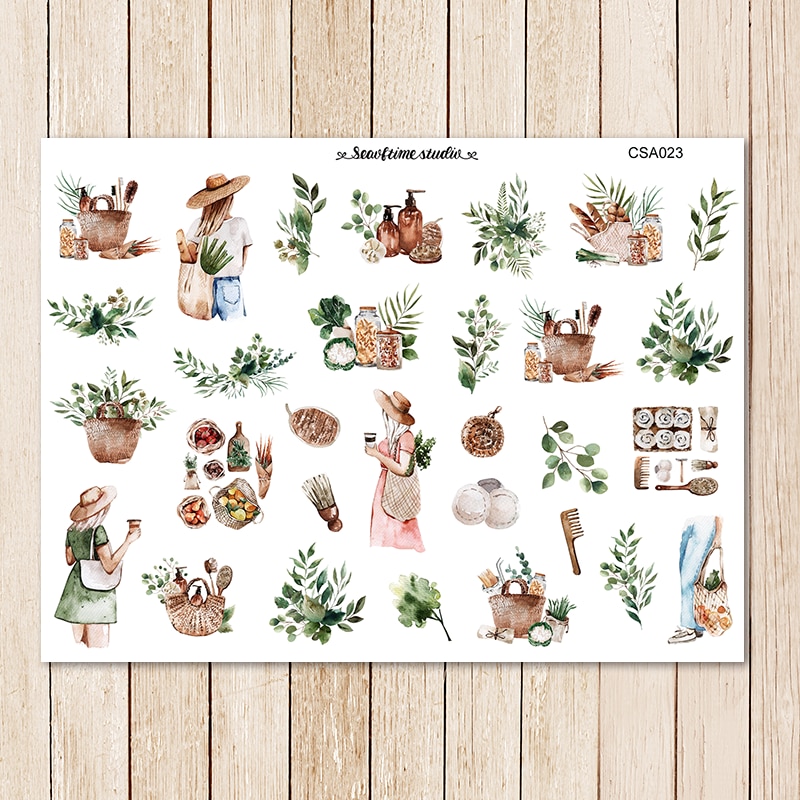 2 st akvarell material / enkelt liv dekorativt klistermärke självskriven brevpapper klistermärke scrapbooking album klistermärken