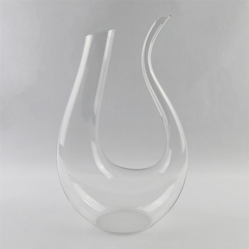 U Shape Lead-Free Premium Crystal Glass Wine Carafe Crystal Clear Wine Aerator Glass Wine Decanter Grade B (1300-1500ML)