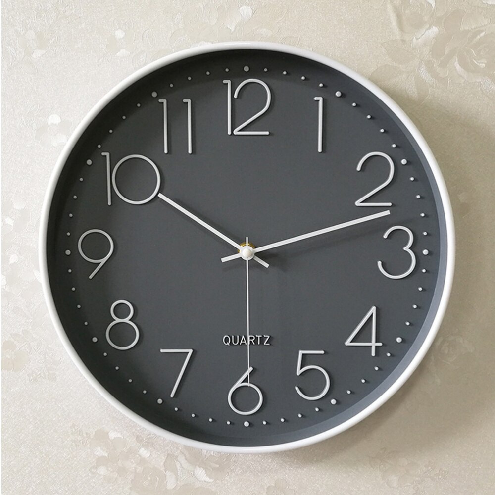 Living Room Digital Clock Decorative Home Clock Modern Wall Clock Hanging Timer (Grey Frame White Backgro: Picture 2