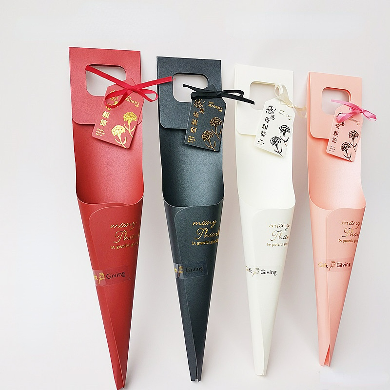 5/10/20Stck Hand-gehalten Einzelne Rose Nelke Blume Strauß Verpackung Kasten Taschen Hochzeit Dekoration blume Verpackung murmeln Schild