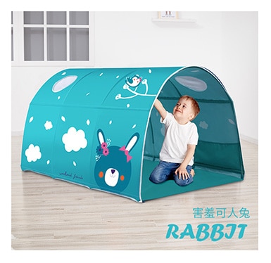 Draagbare Kinderen Speelhuis Speeltent Voor Kinderen Vouwen Kleine Huis Kamer Decoratie Tent Kruipen Tunnel Speelgoed Bal Zwembad Bed tent: Blue rabbit