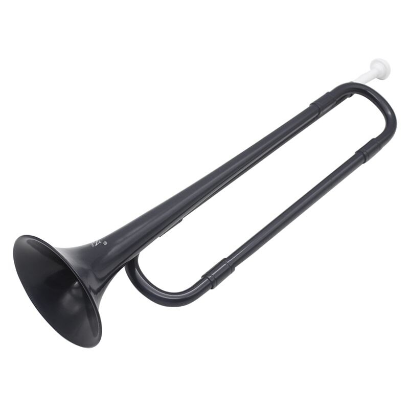 B Flat Bugle Cavalry Trumpet Plastic with Mouthpiece for Band School Student Black color