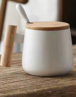 Taza sencilla de cerámica nórdica para el hogar, vaso de agua para café, práctico con tapa: 2
