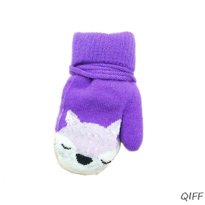 Baby Winter Wool Plus Thick Full Rope Finger Mittens Boy Girl Warm Knitted Glove: PL