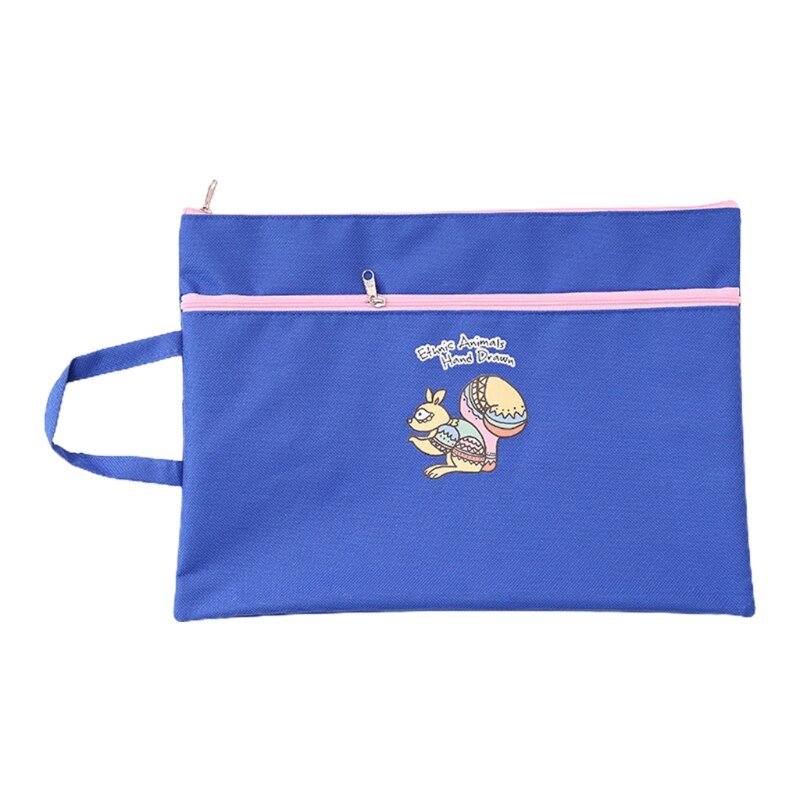 Portable A4 File Bag Handheld Zippered Document Organizer Bag 2-layer Zippered Pockets Business Travel File Storage Bag: Purple