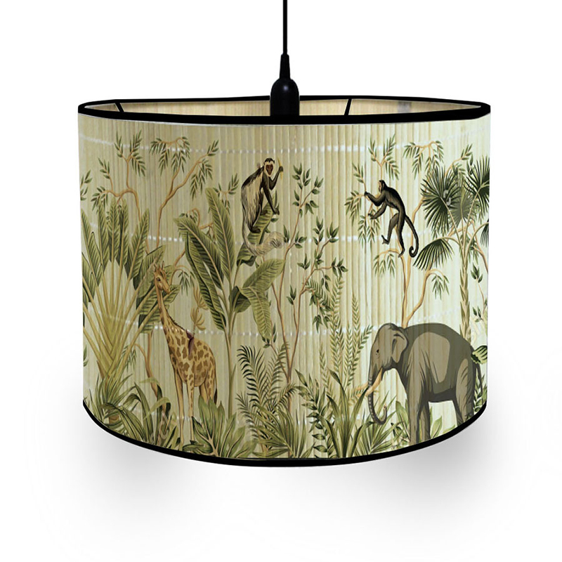 Neue nordisch retro Stil GrüNe Pflanze Blume VöGel Dekorative Malerei Handgemachte Bambus Lampenschirm Kronleuchter Licht Schatten Wohnkultur: Schwarz
