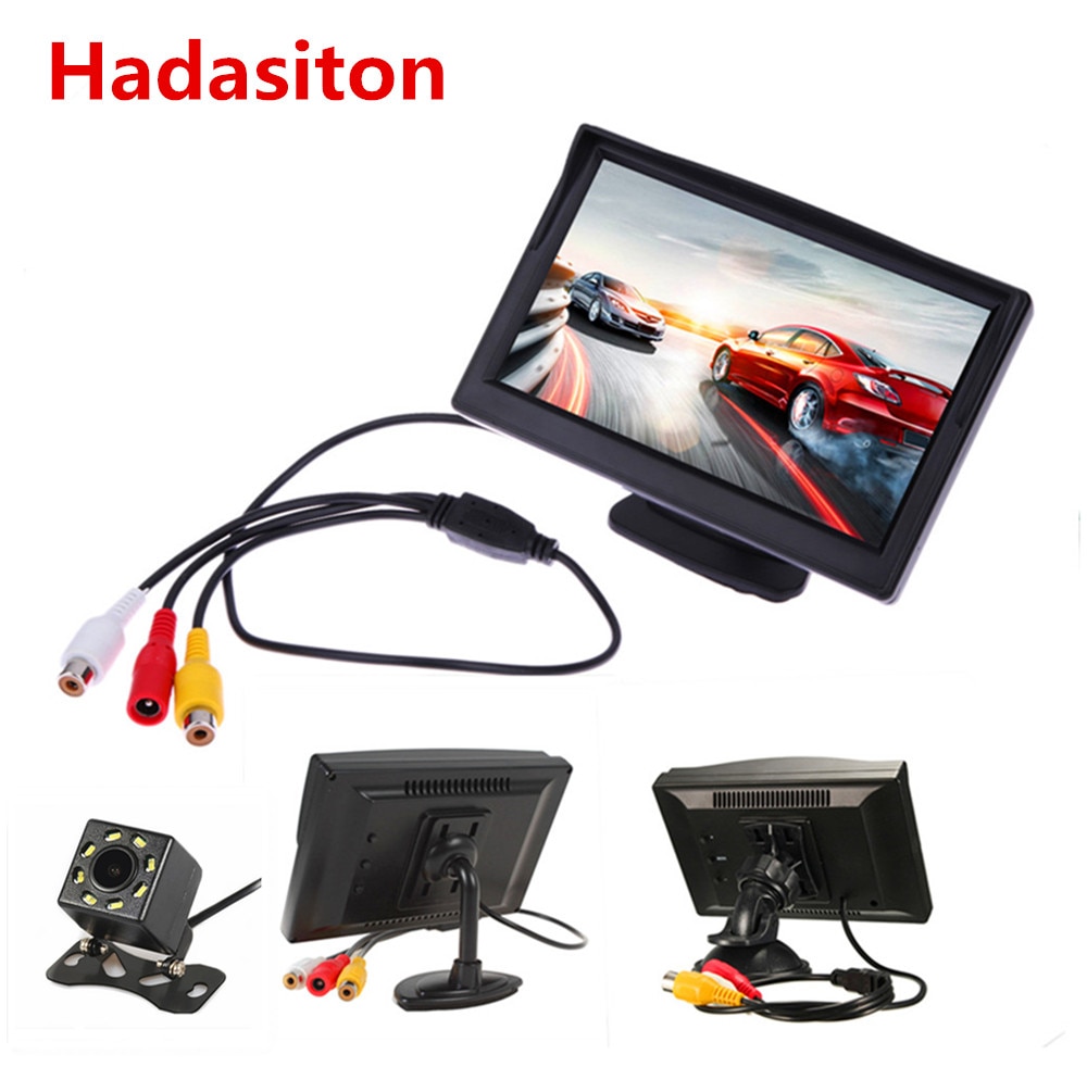 5 inch Kleurenscherm Car Monitor HD800 * 480 met Twee mount Reverse parkeerhulp met 2 av-ingang, achteruitrijcamera optioneel
