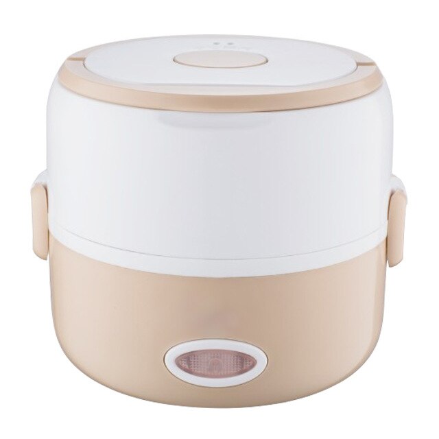 2L Electric Mini Rice Cooker Multi-functional Portable Stainless Steel 2/3 Layers Steamer Meal Thermal Heating Cookers Lunch Box: Two Layers Khaki