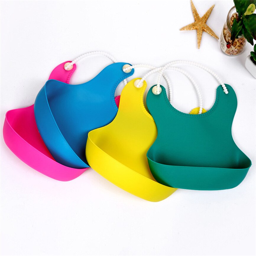 Cute Kid Infant Bibs Baby Soft Silicone Bib Waterproof Saliva Dripping Bibs solid color stereo bib silicone children meal pocket