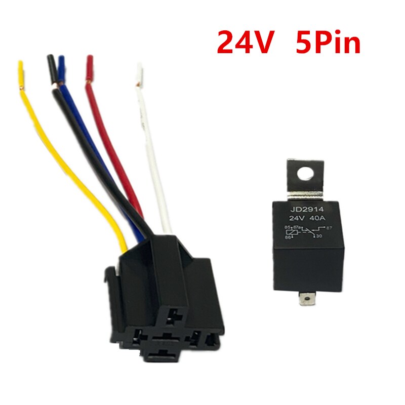 Waterproof Automotive Relay for 12V 24V 4Pin 5Pin 4P 5P 40A Car Relay With Copper Terminal Auto Relay Socket: 24V 5P