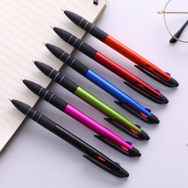 5/3/1 Pcs 0.5mm Three-color Ball-point Pen Touch Screen Paint Process Rubber Sheath Writing Smooth Signature Pen