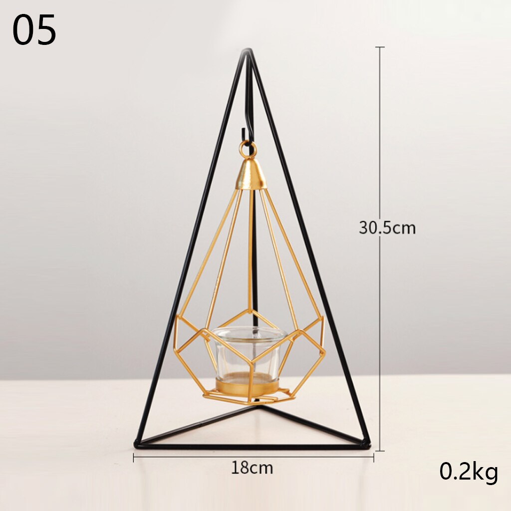 Nordic Candle Holders Originality Romantic Dinner Geometric Iron Candlestick Wall Candle Stand for Wedding Party Home Decor: E
