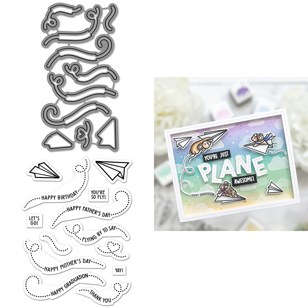 Critter Border Diglogue Cutting Dies Clear Stamps Happy Birthday Sentiments for DIY Scrapbooking Paper Cards Craft: M / Gold