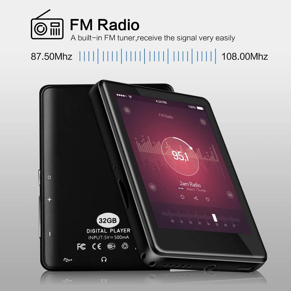 MP4 Player 32GB with Bluetooth 5.1 Touch Screen 2.8 inch Portable MP4 Player with Speaker, FM Radio, Recorder MP4 Video Player