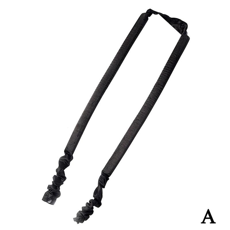 Bandeau en soie sans chaleur pour cheveux, boucles de nuit, magique, ondulé: black