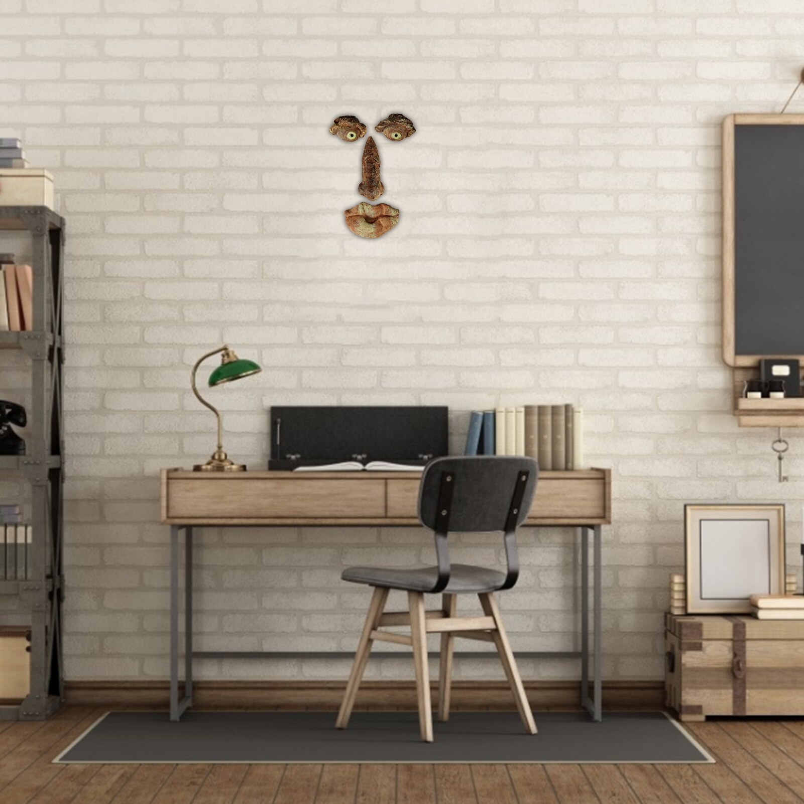 Tree Face Decor Resin Statue Tree Pendant Sculpture For Home Gardening Mushroom Smiling Face Garden Decoration