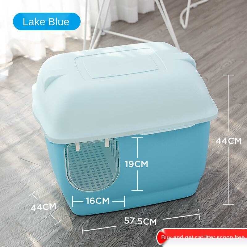 Caja de arena moderna para pasillo, desodorante de inodoro de gran tamaño, canal largo, completamente cerrado, a prueba de salpicaduras, suministros para gatos: R