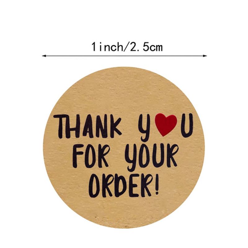 Gold foil Kraft paper thank you stickers seal labels for wedding envelope handmade sticker 500 pcs/roll labels sticker
