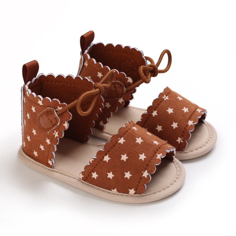 2021 Toddler Baby Girls Bow Polka Dot Sandals Party Princess Sandals Summer Beach Shoes Infant Baby Girl Shoes First Walkers: brown / 0-6 mesi