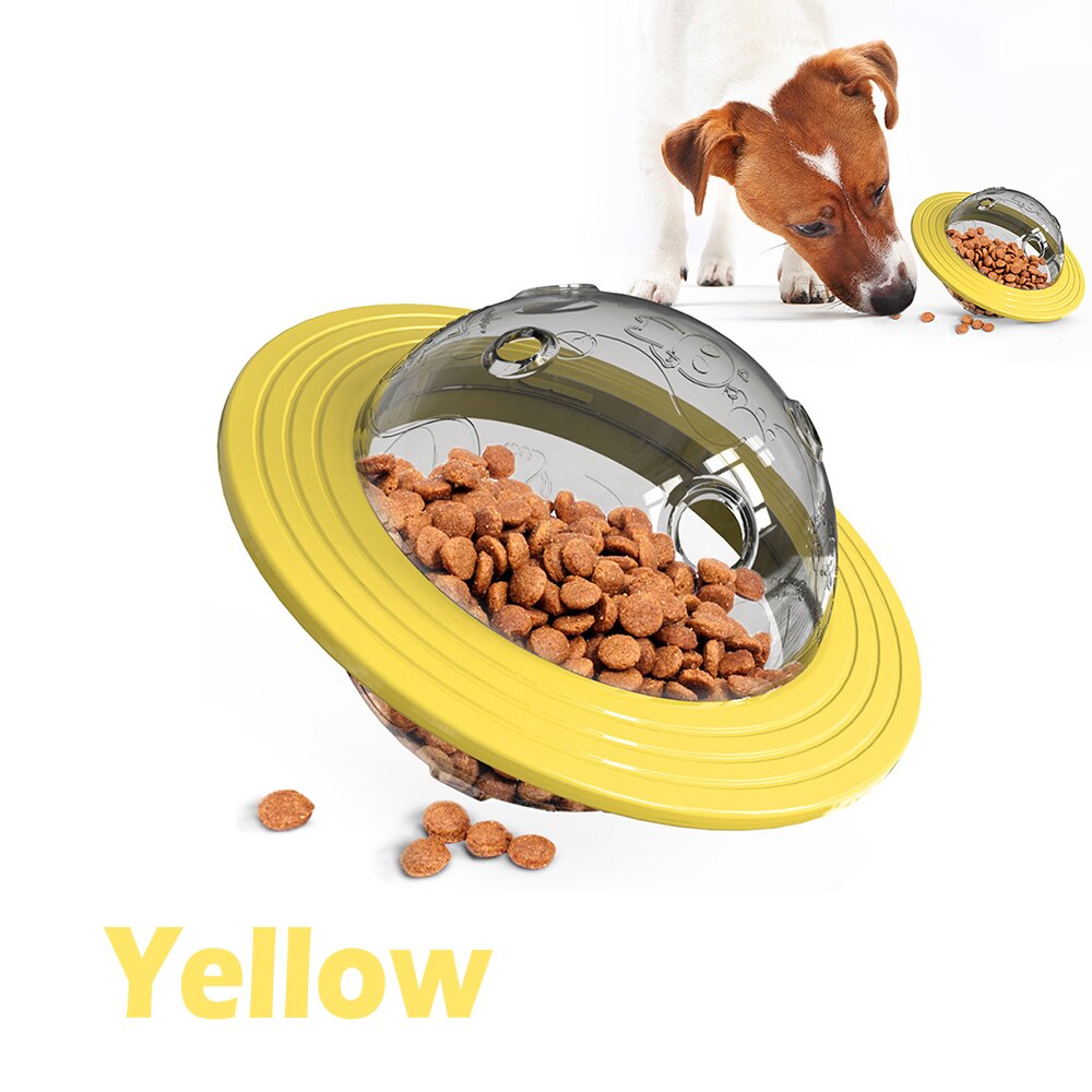 Interactive Dog Toys for Large Small Dogs Education Toy Durable Educational Smart Toys for Dog Training Feeding Turntable Toy: UFO Yellow