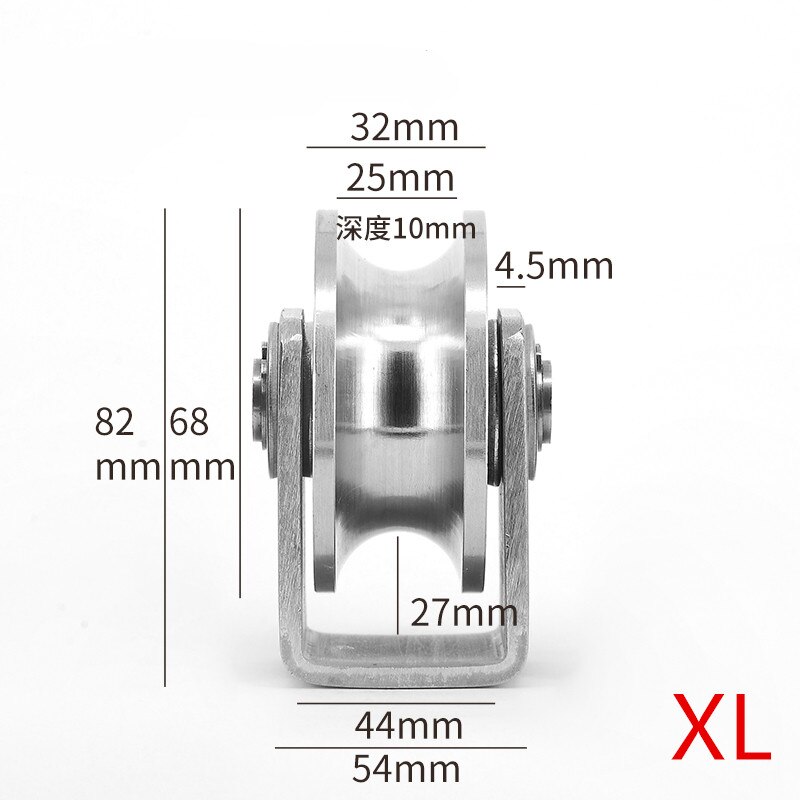 Katrol Blok U 304 Rvs Katrol Roller Duplex Lager Stille Afneembare Zware Gegroefde Wiel Laden