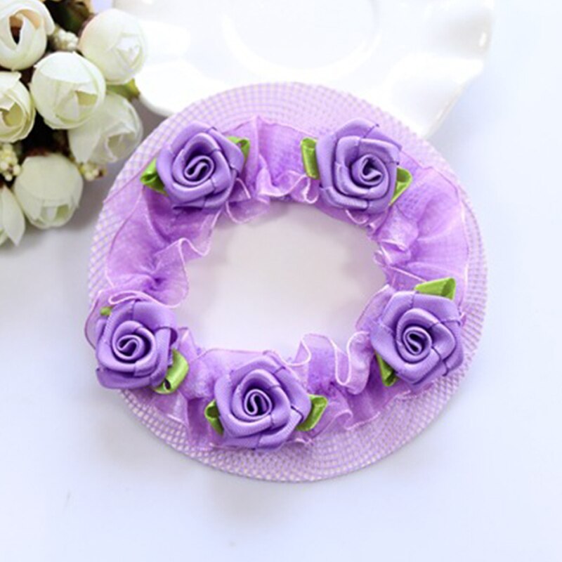 Kids Flower Bun Hair Nets Hair-net Elastic Girls Dancersr Cute 1PC Ballet Dance Grade Examination Adjustable 5 Colors: Purple