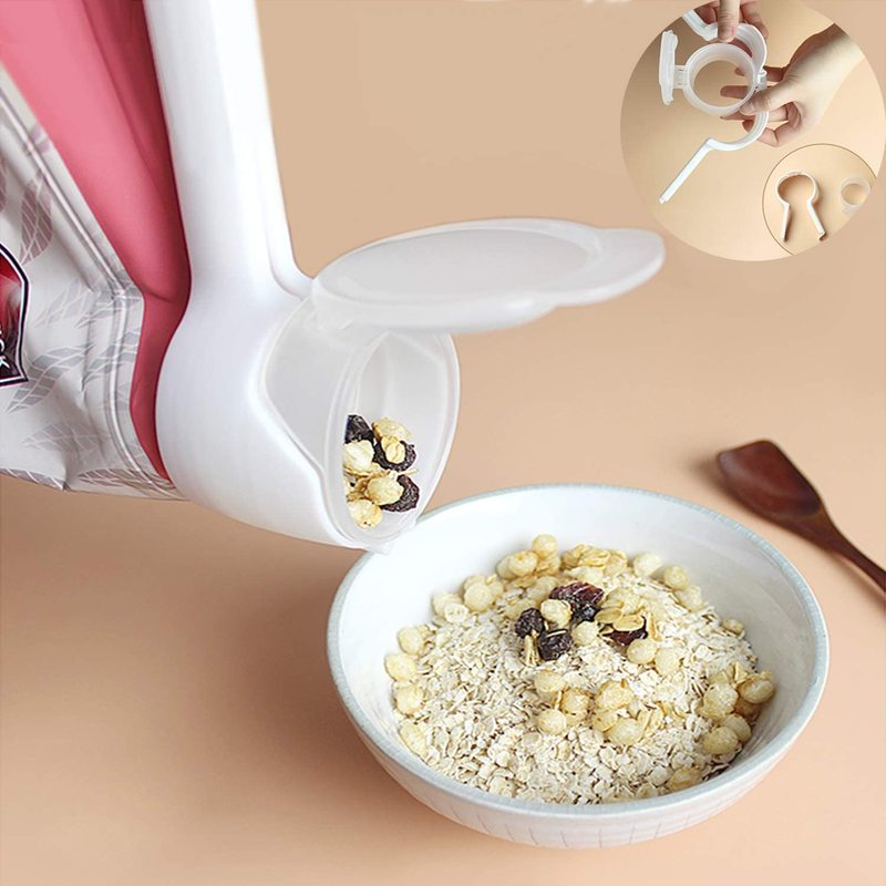 4 stuks zakklemmen voor het bewaren van voedsel, afsluitklemmen met schenktuit, keukenklem voor het afsluiten van plastic doppen, opberg- en organisatiegereedschap