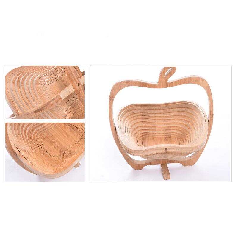 Novelty Foldable Apple Shaped Bamboo Basket Foldable Fruit Basket
