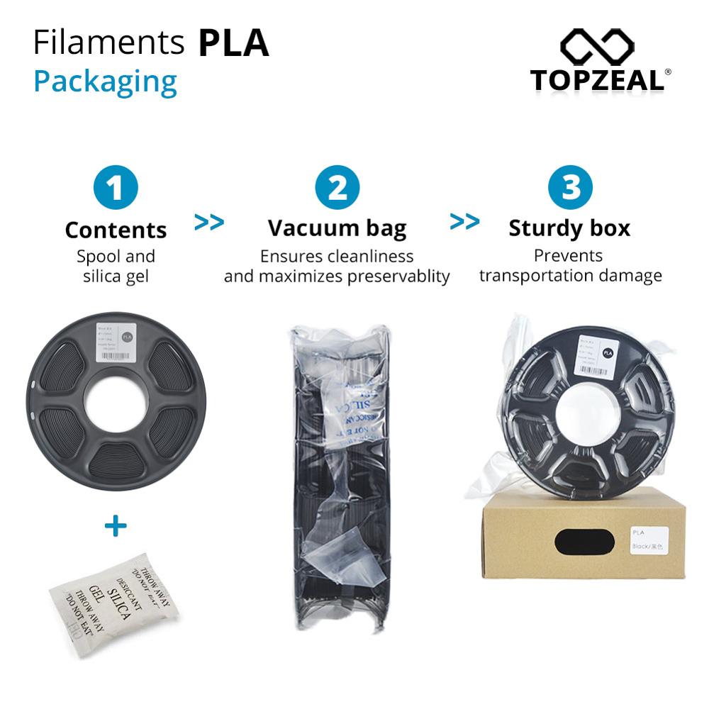 TOPZEAL Clear 3D Plastic Filament PLA Filament 1.75mm 1KG Dimensional Accuracy +/- 0.02mm Transparent Blue for 3D Printer
